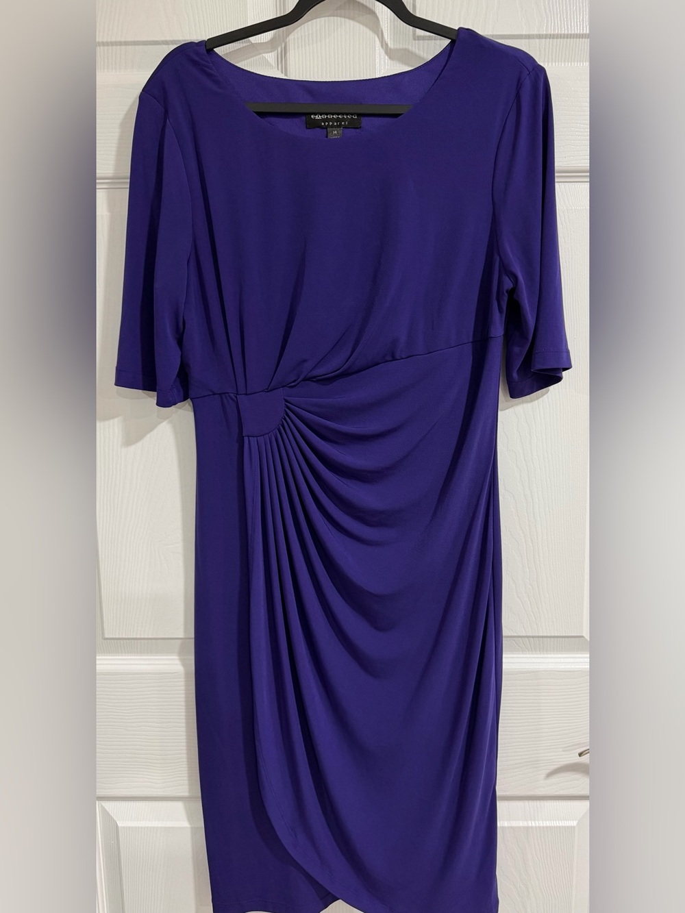 connected apparel Purple Ruched Midi Dress
